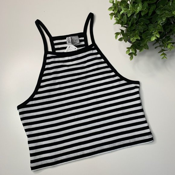 H&M Striped Halter Crop Top NWT - Picture 1 of 4
